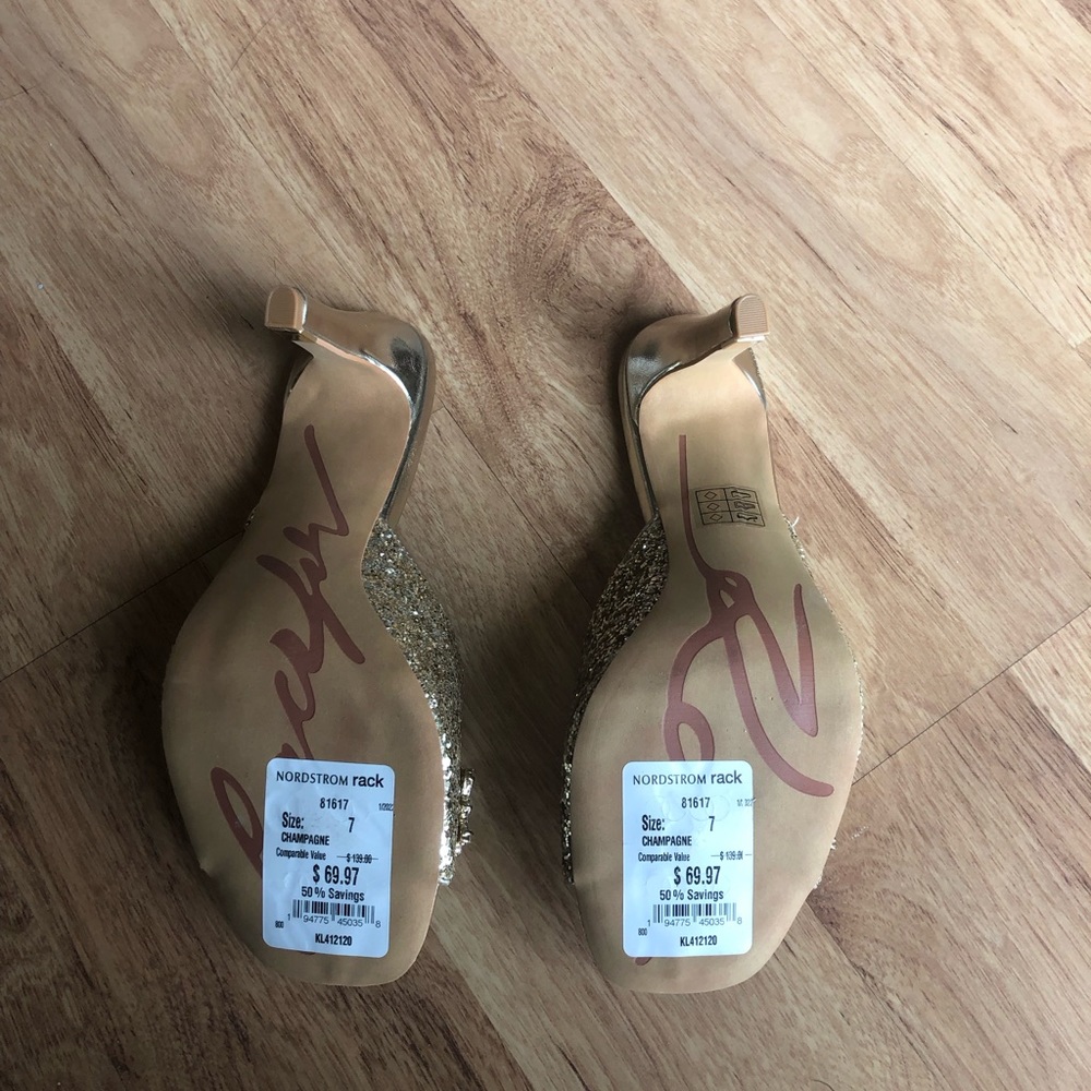 Kat Lagerfeld gold rhinestone sparkly heels worn once